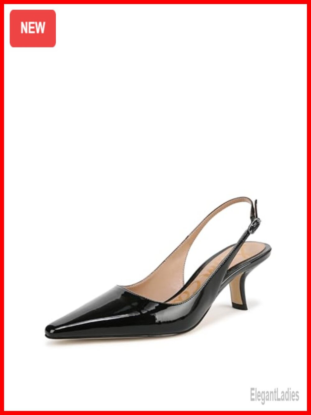 Sam Edelman Bianka Slingback Pump Kitten Heel Pointed Toe Buckle